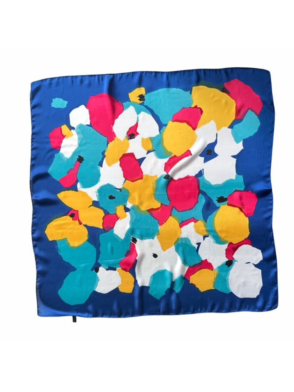 ✨Luxury Elegant Bandana Square Scarf Silky Satin Bright Blue Bold Colorful Hijab - Picture 3 of 5